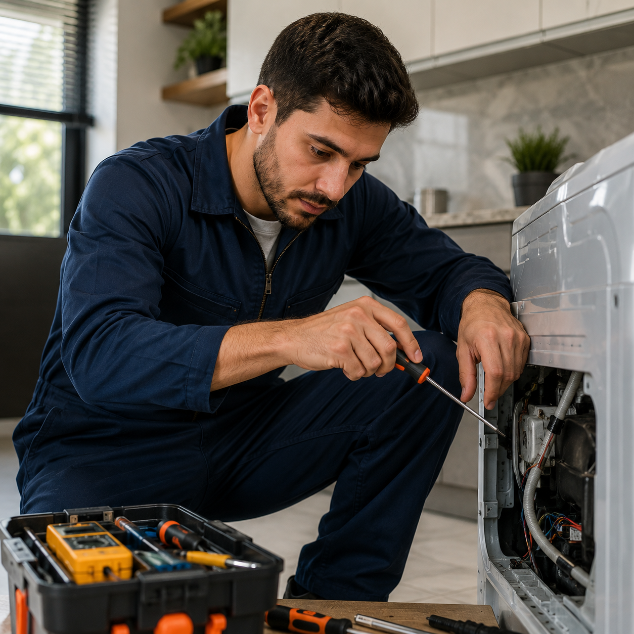 Técnico realizando um serviço de manutenção