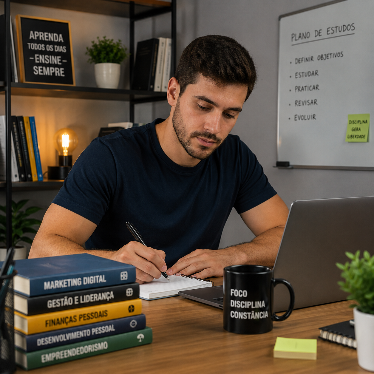 Homem estudando em um curso online